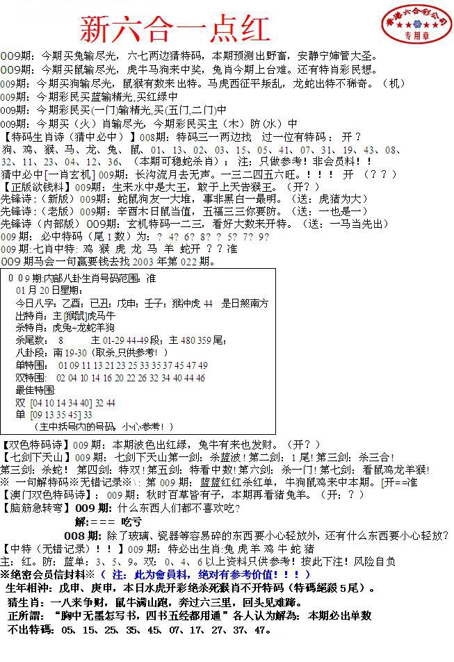 009期六合一点红A[图]